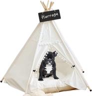 harrage folding indoor dogs house: portable pet teepee tents for small dogs & cats - 24inch cute puppy house with cushion bed logo