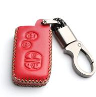 🔑 red leather 4 buttons key case holder cover fob chain for toyota camry avalon corolla highlander prius rav4 venza remote логотип