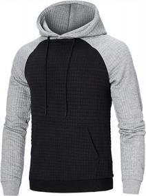 img 4 attached to Men'S Casual Long Sleeve Plaid Jacquard Hoodie Pullover With Pocket