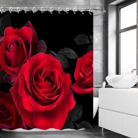 img 2 attached to Red Rose Shower Curtain With Hooks, 72" W X 72" H - Floral Flower Decorative Bathroom Curtain For Valentine'S Day Gift