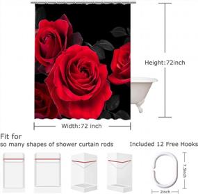 img 1 attached to Red Rose Shower Curtain With Hooks, 72" W X 72" H - Floral Flower Decorative Bathroom Curtain For Valentine'S Day Gift