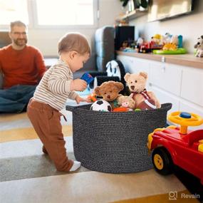 img 3 attached to 🧺 DECATHLON Extra Large Cotton Rope Basket - Versatile Storage Solution for Living Room, Nursery, and Laundry - 22"x14" Woven Blanket Basket with Handles