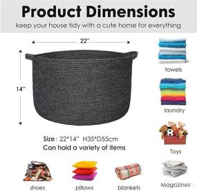 img 2 attached to 🧺 DECATHLON Extra Large Cotton Rope Basket - Versatile Storage Solution for Living Room, Nursery, and Laundry - 22"x14" Woven Blanket Basket with Handles