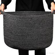 🧺 decathlon extra large cotton rope basket - versatile storage solution for living room, nursery, and laundry - 22"x14" woven blanket basket with handles logo