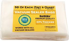 50 Zipper Vacuum Sealer Bags: Quart Size (8 inch x 12 inch) - OutOfAir Vacuum Sealer Zip Bags for FoodSaver, Weston, Other savers. 33% Thicker BPA