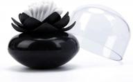 lotus-shaped swab organizer and cotton holder for bathroom decor and cosmetic storage by niviy in black logo