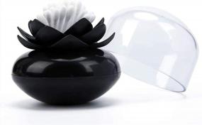 img 4 attached to Lotus-Shaped Swab Organizer And Cotton Holder For Bathroom Decor And Cosmetic Storage By Niviy In Black
