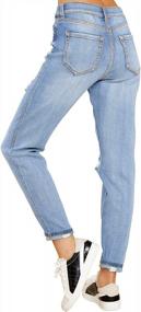 img 3 attached to Stretchy Tapered Denim Pants For Women: Ripped High Waisted Mom Jeans By GRAPENT