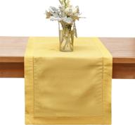 yellow linen table runner 16 x 45 inches long - handmade minghing hemstitch - machine washable logo