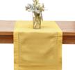 yellow linen table runner 16 x 45 inches long - handmade minghing hemstitch - machine washable logo