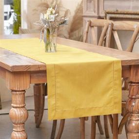 img 1 attached to Yellow Linen Table Runner 16 X 45 Inches Long - Handmade MingHing Hemstitch - Machine Washable