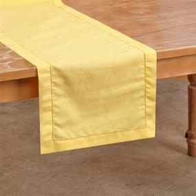 img 3 attached to Yellow Linen Table Runner 16 X 45 Inches Long - Handmade MingHing Hemstitch - Machine Washable