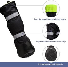 img 1 attached to 🐾 NAMSAN Waterproof Anti-Slip Dog Boots with Reflective Strips - Long-Legged Outdoor Knee High Shoes to Protect Dog Paws from Frostbite