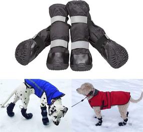 img 4 attached to 🐾 NAMSAN Waterproof Anti-Slip Dog Boots with Reflective Strips - Long-Legged Outdoor Knee High Shoes to Protect Dog Paws from Frostbite