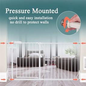 img 3 attached to 🚪 ALLAIBB Extra Wide Pressure Mounted Baby Gate - Walk Through Child Safety Toddler Tension Gate with Extension for Doorways, Kitchen - Long, Large, and Pet Friendly (66.93"-71.65"/170-182cm)