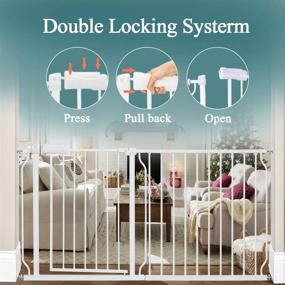 img 2 attached to 🚪 ALLAIBB Extra Wide Pressure Mounted Baby Gate - Walk Through Child Safety Toddler Tension Gate with Extension for Doorways, Kitchen - Long, Large, and Pet Friendly (66.93"-71.65"/170-182cm)