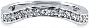 img 3 attached to Pave Set Cubic Zirconia CZ Half Eternity Wedding Ring For Women In Rhodium Plated Sterling Silver, Curved Design, Available In Sizes 4-10 - BERRICLE
