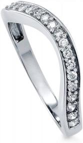 img 4 attached to Pave Set Cubic Zirconia CZ Half Eternity Обручальное кольцо для женщин из стерлингового серебра с родиевым покрытием, изогнутый дизайн, размеры 4-10 - BERRICLE