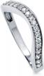 pave set cubic zirconia cz half eternity wedding ring for women in rhodium plated sterling silver, curved design, available in sizes 4-10 - berricle logo