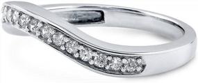 img 2 attached to Pave Set Cubic Zirconia CZ Half Eternity Wedding Ring For Women In Rhodium Plated Sterling Silver, Curved Design, Available In Sizes 4-10 - BERRICLE