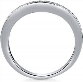 img 1 attached to Pave Set Cubic Zirconia CZ Half Eternity Обручальное кольцо для женщин из стерлингового серебра с родиевым покрытием, изогнутый дизайн, размеры 4-10 - BERRICLE