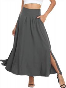 img 3 attached to Women'S A-Line Maxi Skirt With Pockets - Ankle Length High Waist Flowy Long