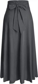 img 2 attached to Women'S A-Line Maxi Skirt With Pockets - Ankle Length High Waist Flowy Long