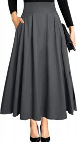 img 4 attached to Women'S A-Line Maxi Skirt With Pockets - Ankle Length High Waist Flowy Long