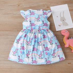 img 2 attached to Toddler Girls Dinosaur Dress Fly Sleeve Sundress Party Clothes Summer Outfit