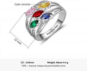 img 2 attached to Personalized Mothers Rings With 5 Simulated Birthstones Family Promise Rings For Her Engraved With 5 Names Granddaughter Jewelry Gift