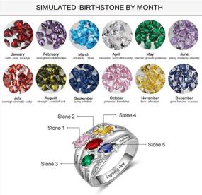 img 3 attached to Personalized Mothers Rings With 5 Simulated Birthstones Family Promise Rings For Her Engraved With 5 Names Granddaughter Jewelry Gift