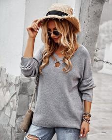 img 3 attached to Oversized Solid Knit Sweater With Off-The-Shoulder Long Sleeves For Women