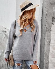 img 1 attached to Oversized Solid Knit Sweater With Off-The-Shoulder Long Sleeves For Women