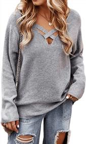 img 4 attached to Oversized Solid Knit Sweater With Off-The-Shoulder Long Sleeves For Women