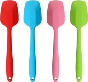 img 4 attached to Set Of 4 Silicone Spatulas With Seamless Design And Non-Stick Coating - Heat Resistant Spoonulas And Scrapers For Baking And Mixing (10.6" X 2.5")