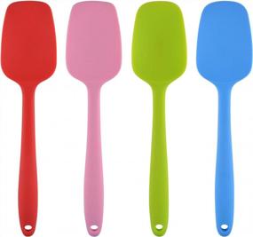 img 3 attached to Set Of 4 Silicone Spatulas With Seamless Design And Non-Stick Coating - Heat Resistant Spoonulas And Scrapers For Baking And Mixing (10.6" X 2.5")
