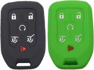 2 pack - btopars 6-button smart key fob cover case remote 🔑 protector skin keyless jacket holder for chevrolet suburban tahoe 2015-2020 gmc yukon - black/green логотип