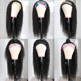 img 1 attached to Brazilian Human Hair Wet And Wavy Headband Wigs - 16 Inch Curly Lace Front Wig For Black Women