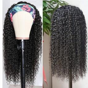 img 2 attached to Brazilian Human Hair Wet And Wavy Headband Wigs - 16 Inch Curly Lace Front Wig For Black Women
