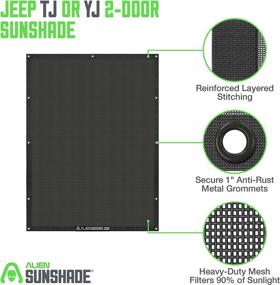 img 3 attached to 🚀 Alien Sunshade Jeep Wrangler YJ (1987-1995) & TJ (1996-2006) - Full-Length Mesh Sun Shade for TJ & YJ 2 Door - Blocks UV, Wind, Noise – Jeep Bikini Top Cover for TJ & YJ (Black)