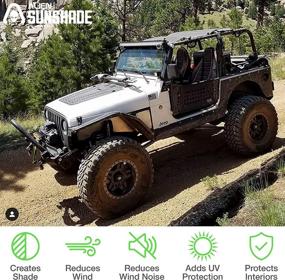 img 1 attached to 🚀 Alien Sunshade Jeep Wrangler YJ (1987-1995) & TJ (1996-2006) - Full-Length Mesh Sun Shade for TJ & YJ 2 Door - Blocks UV, Wind, Noise – Jeep Bikini Top Cover for TJ & YJ (Black)