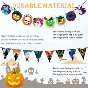 img 2 attached to Halloween Party Decoration: 10Ft Garland Banner With Pumpkin, Bat, And Spider Flags Bunting, Happy Halloween Banner - 4 Pack Of Family Outdoor Party Supplies, Favor Gift And Hanging Banner
