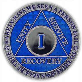 img 2 attached to AA Recovery Chip 1 Year Sobriety Blue Triplate Anniversary Token