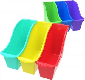 img 3 attached to Case Of 6 Storex Small Book Bins, 11.75 X 4.5 X 8.5 Inches, Multicolor Classroom Assortment - Assorted Colors (Color Variations May Occur)
