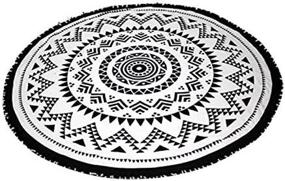 img 1 attached to Black Sand Beach Round Towel By SwimZip® For Ultimate Beach Comfort