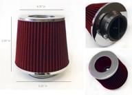 🔧 universal short ram cold air intake 3-inch inlet (76mm) - chrome open top air filter, red логотип