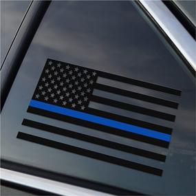 img 1 attached to 👮 Police Support Vinyl Car Window Decal Sticker - Thin Blue Line