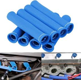 img 4 attached to 8Pcs 2500° Spark Plug Wire Boots Protector Sleeve Heat Shield Cover For LS1/LS2 (Blue)