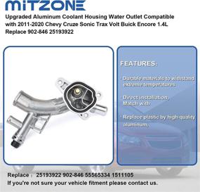 img 3 attached to 🔧 MITZONE Upgraded Aluminum Coolant Housing Water Outlet for 2011-2020 Chevy Cruze Sonic Trax Volt Buick Encore 1.4L - Replace 902-846 25193922