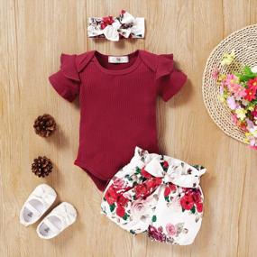img 3 attached to Vivimodel 3-Piece Set For Newborn Twin Girls: Long Sleeve Romper, Floral Pants, And Headband Outfits